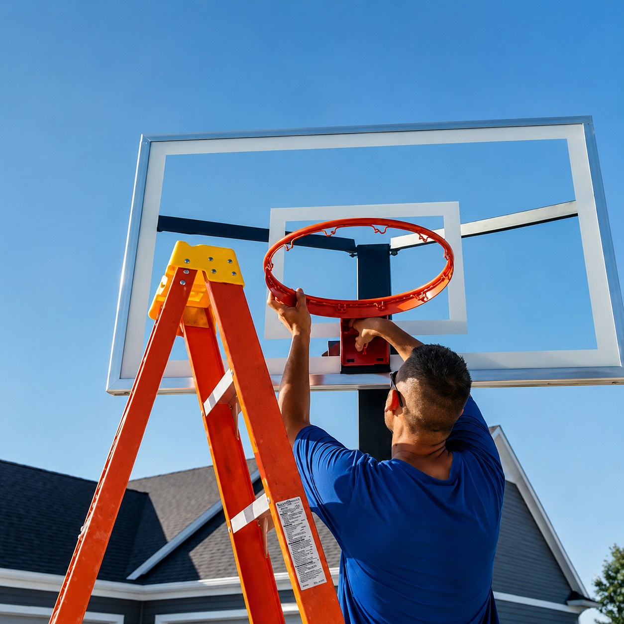 Basketball hoop repair and replacement work