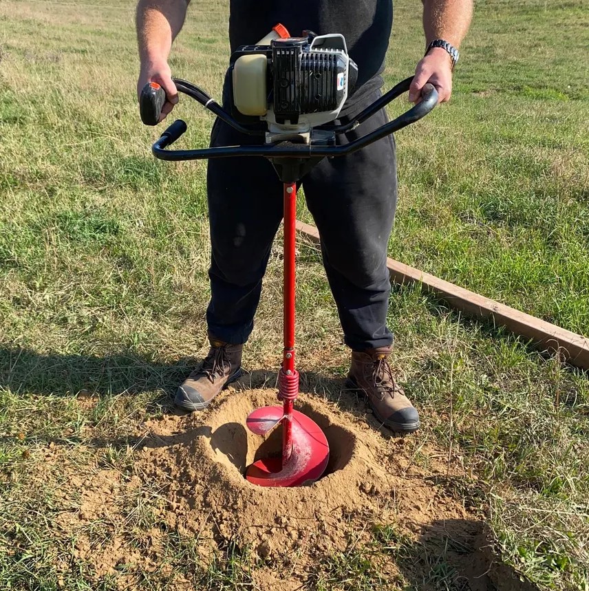 Auger used for in-ground basketball goal installation
