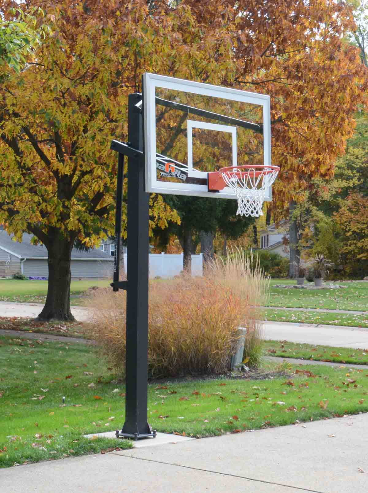 Installed basketball hoop in a driveway