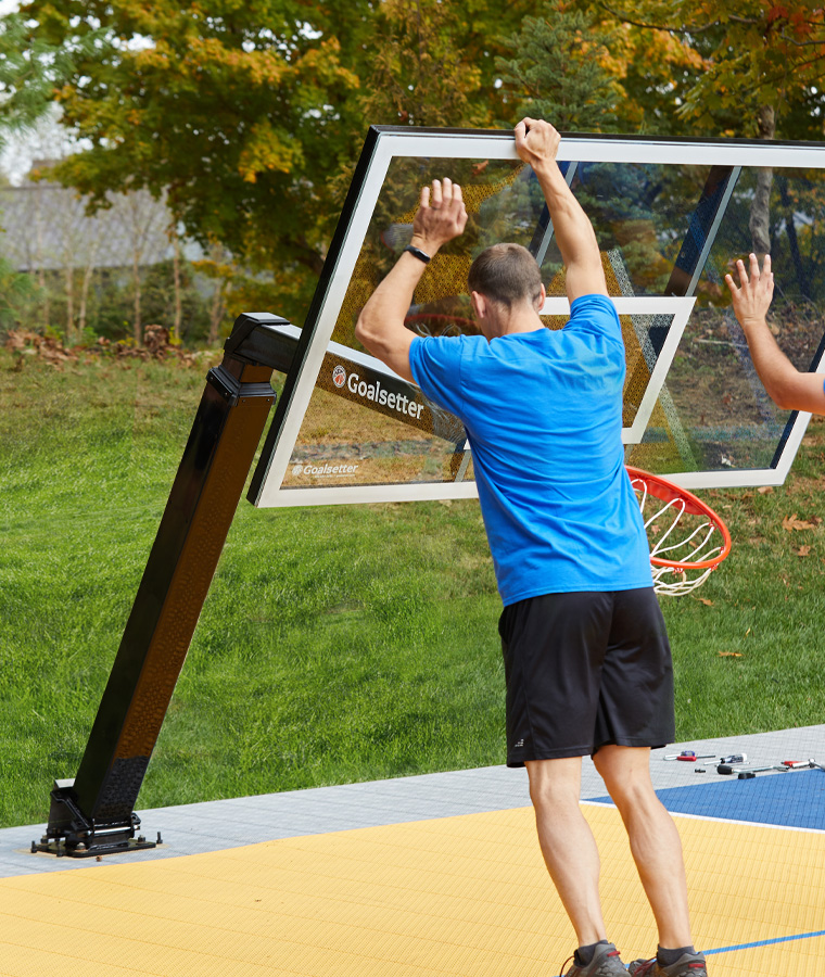 Residential basketball hoop installation